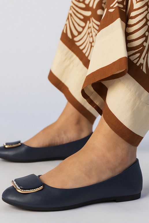 Dunkelblaue Damen Ballerinas mit...