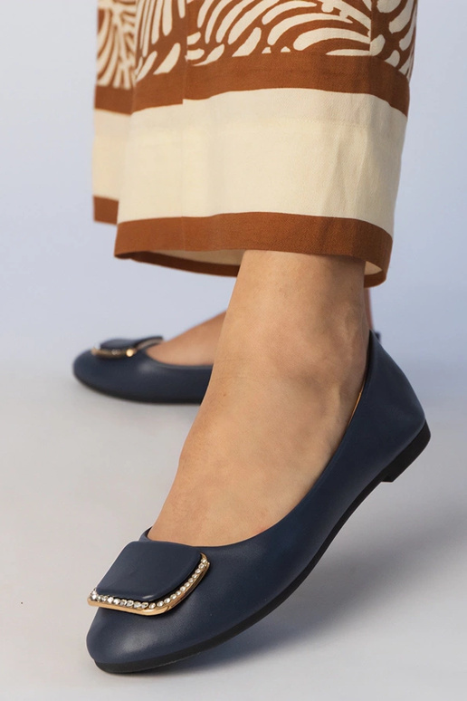 Dunkelblaue Damen Ballerinas mit...