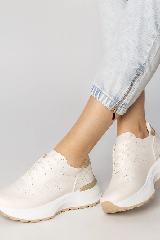 Baskets de sport couleur sable avec...