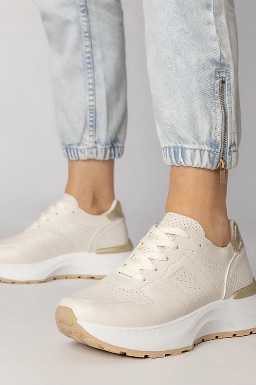 Baskets de sport couleur sable avec...