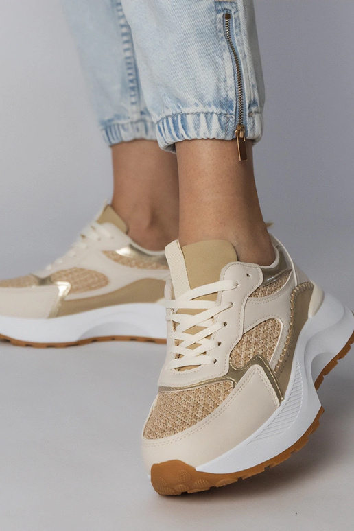 Baskets de sport couleur sable avec...