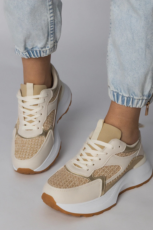 Baskets de sport couleur sable avec...