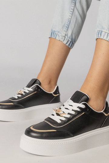 Schwarze Sportschuhe mit Glitzer und Zirkonia, „Felura"
