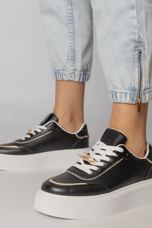 Zwarte sportschoenen met glitters en...