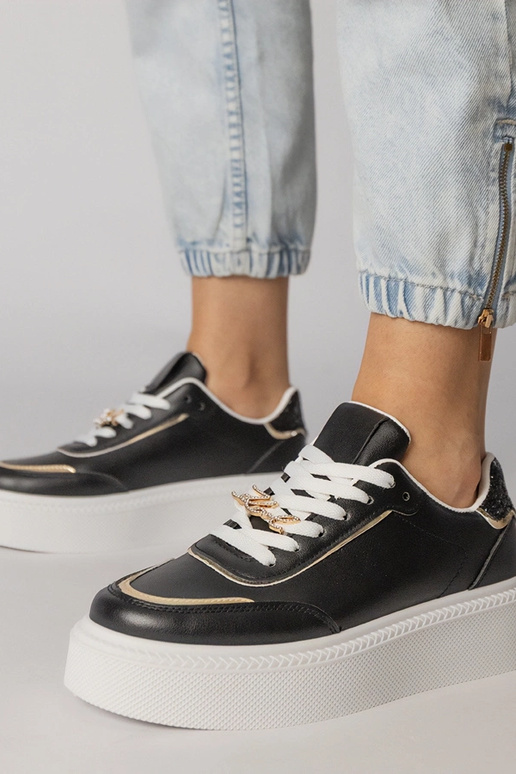 Zwarte sportschoenen met glitters en...