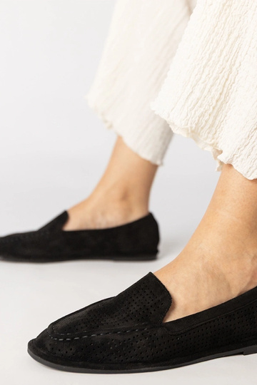 Mocassins ajourés noirs en...