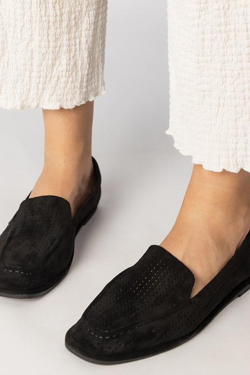 Mocassins ajourés noirs en eco-suède,...