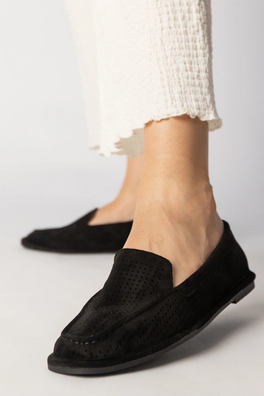 Mocassins ajourés noirs en eco-suède,...