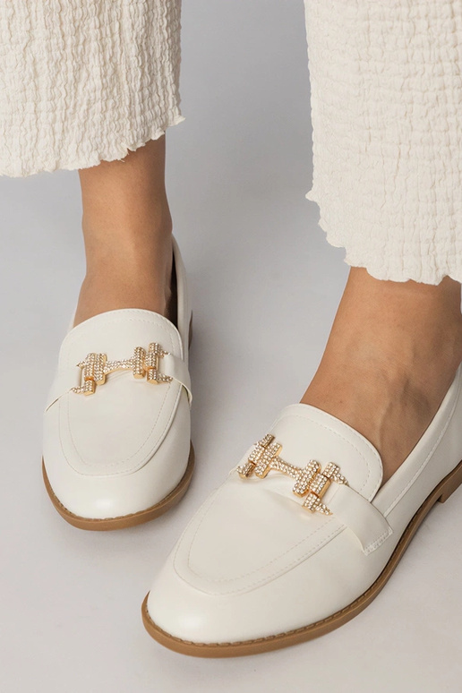 Mocassins blancs avec pierres de...