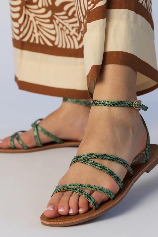 Sandales vertes à semelle plate, «...
