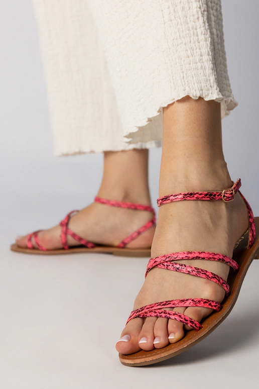 Rosa Sandalen mit flachem Absatz,...