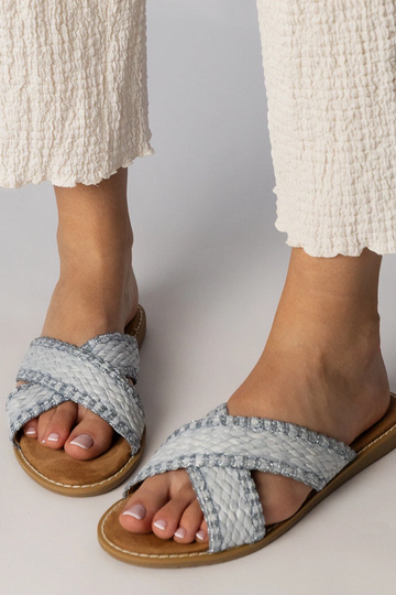 Blaue Damen geflochtene Slipper, „Ellinara"