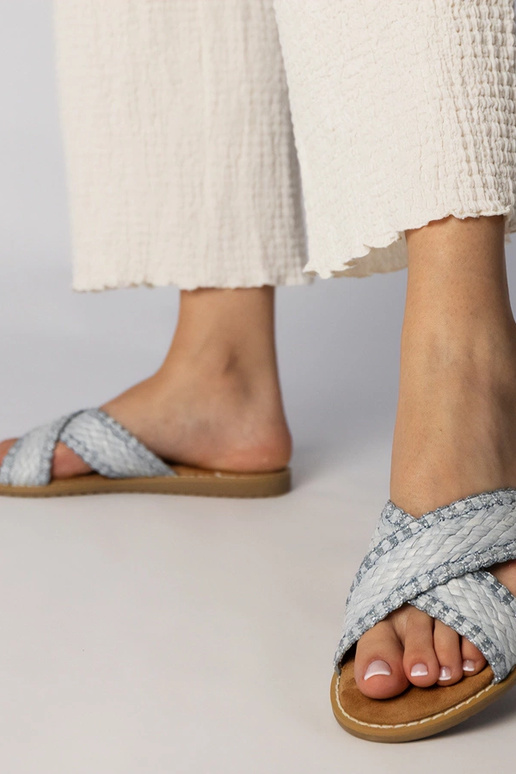 Chaussons tressés bleus pour femmes,... Chaussons tressés bleus pour femmes,...