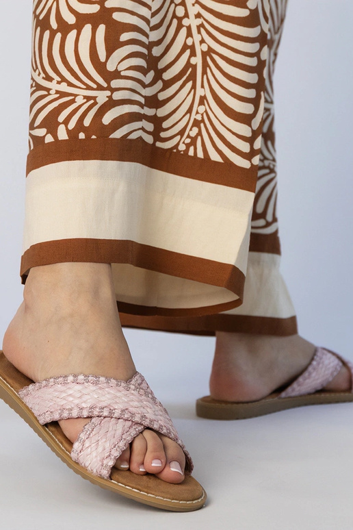 Roze dames gevlochten slippers,...