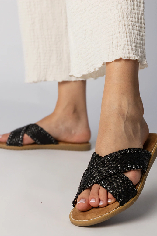 Chaussons tressés noirs pour femmes,...