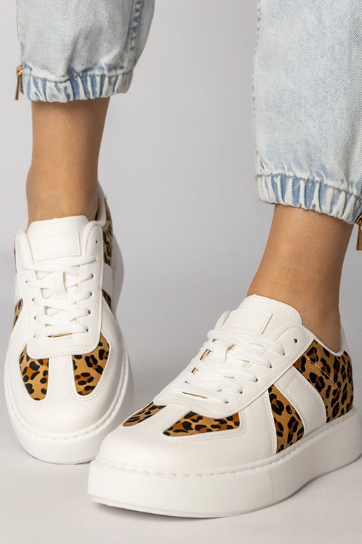 Weiße Sneakers mit Pantherdruck, „Toris"