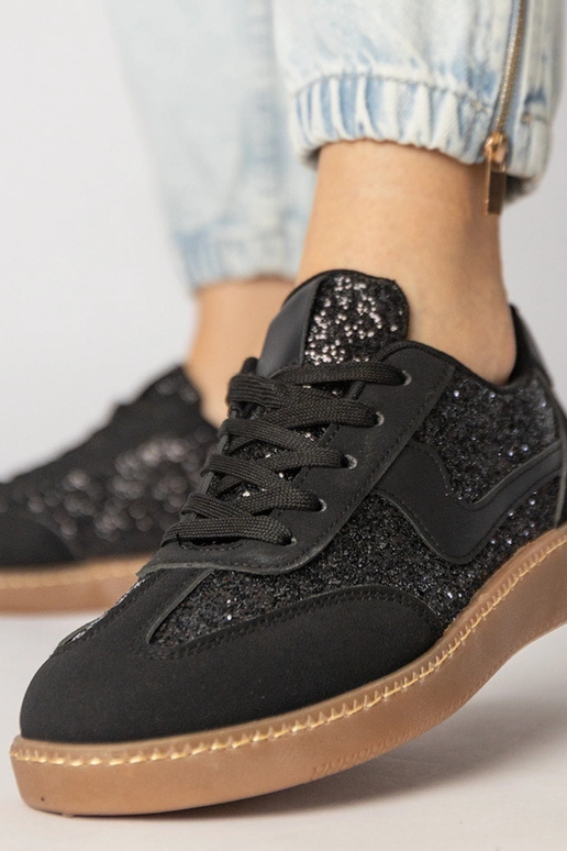 Schwarze Damen Sneakers mit Glitzer,...
