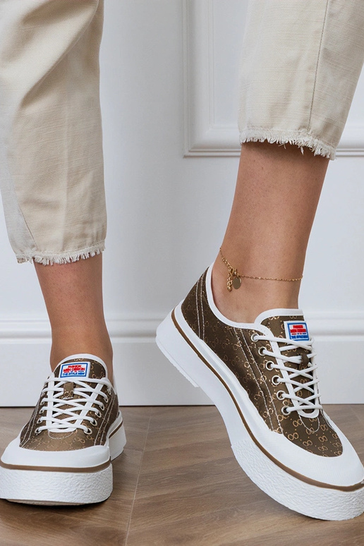 Bruine dames schoenen op een...