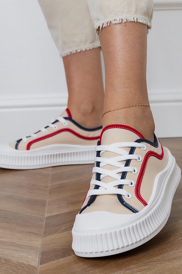 Beige Damenplattformschuhe,...