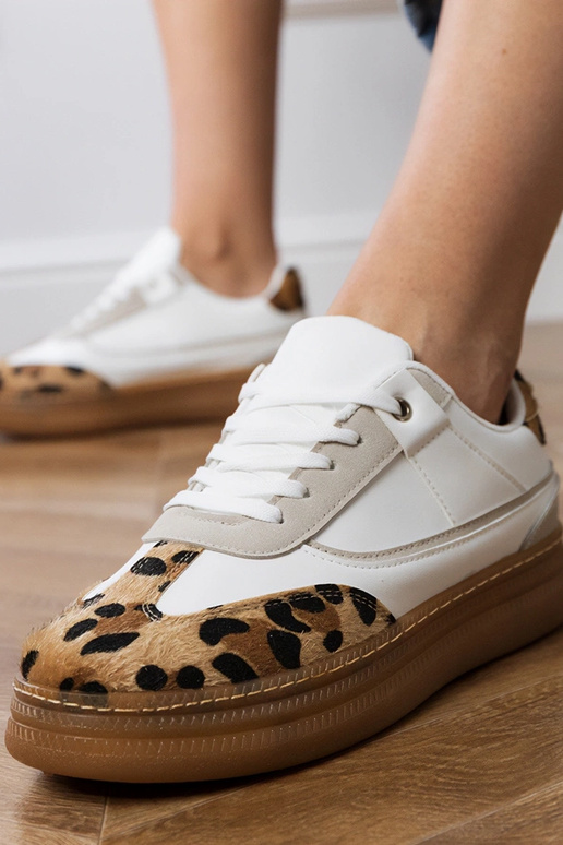 Witte sportschoenen met panterprint,...