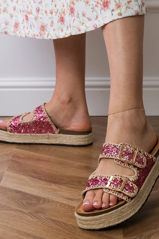 Rosa Espadrilles mit Glitzer und...