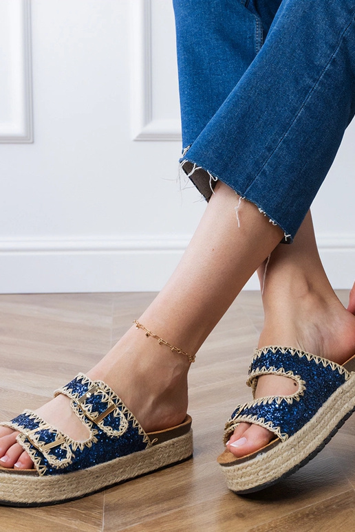 Donkerblauwe espadrilleslippers met...