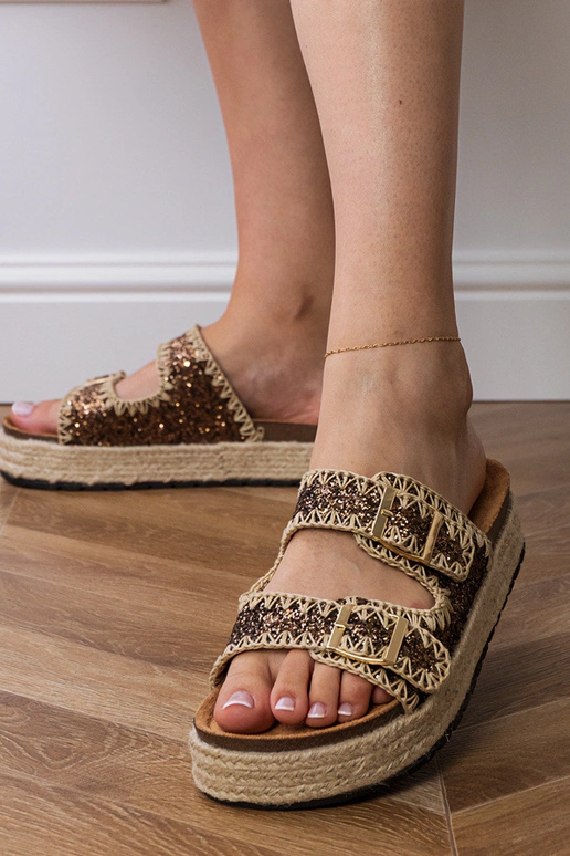Braune Espadrilles mit Glitzer und...