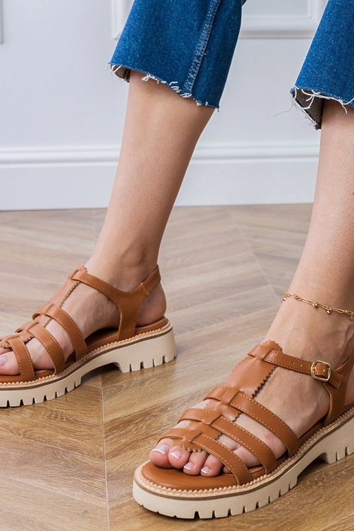 Bruine gladiatorsandalen met gespen,...