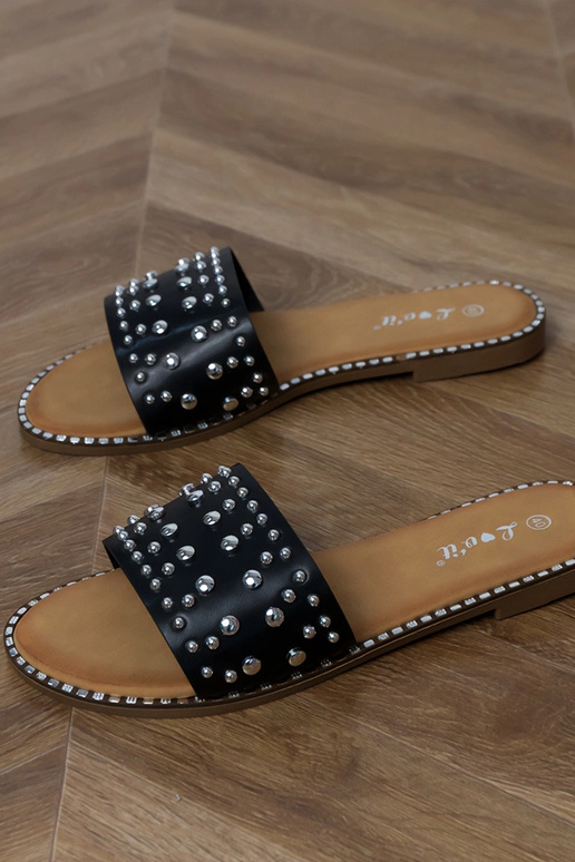 Chaussons à semelle plate noirs avec... Chaussons à semelle plate noirs avec...