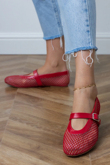 Rote Netz-Ballerinas mit... 2