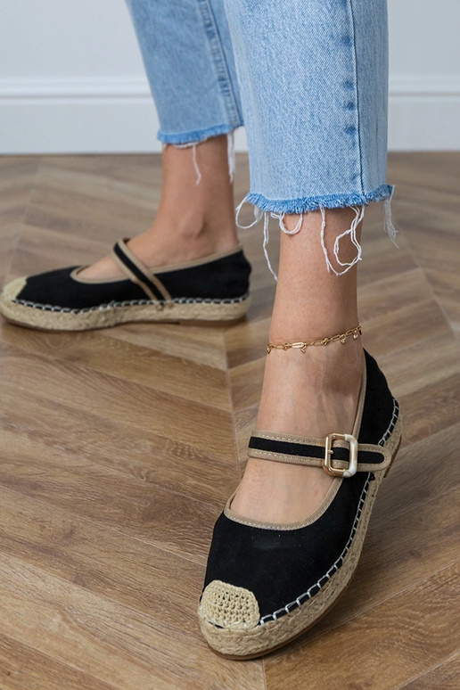 Zwarte espadrilles met decoratieve...