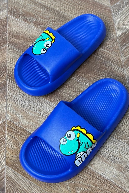 Blauwe kinder slippers met prints Milos Blauwe kinder slippers met prints Milos