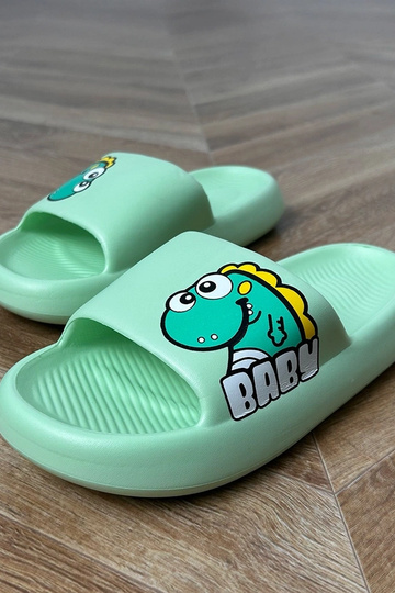 Groene kinder slippers met prints Milos