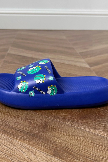 Blauwe kinder slippers met prints Dinos 2