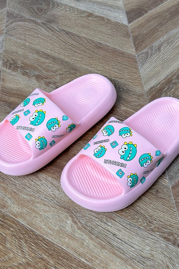 Roze kinder slippers met prints Dinos