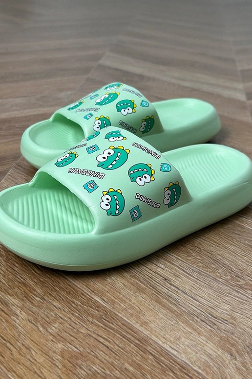 Groene kinder slippers met prints Dinos Groene kinder slippers met prints Dinos