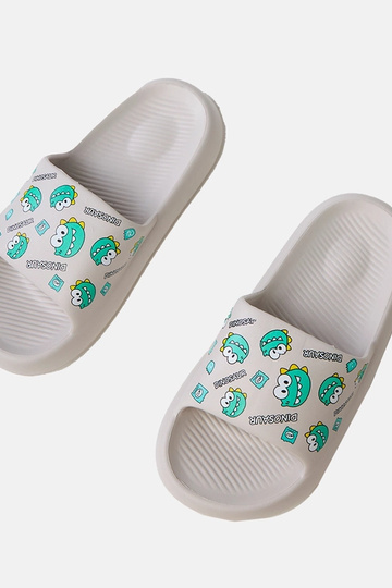 Grijze kinderslippers met dinosaurusthema Dinos