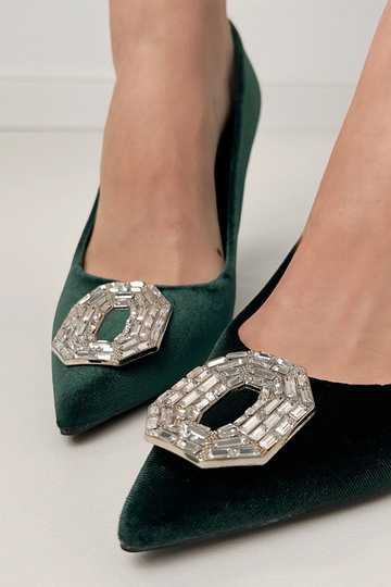 Groene sandalen met zirconia op naaldhak Eleda