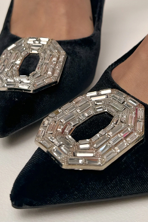 Zwarte sandalen met zirconia op...