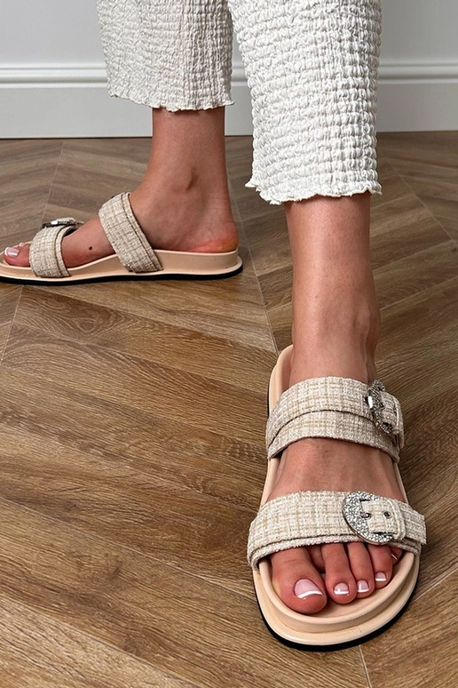 Tongs sable avec lanières et zirconia... Tongs sable avec lanières et zirconia...