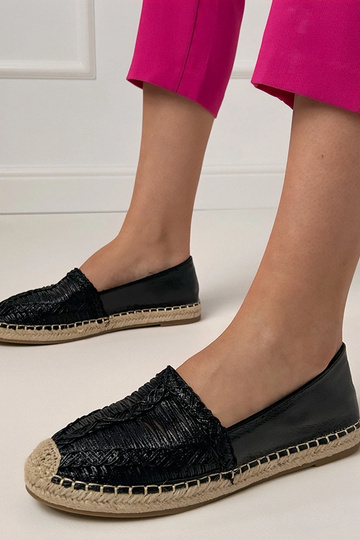 Zwarte opengewerkte espadrilles op plateau Zelvira