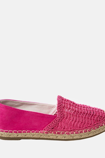 Roze gehaakte espadrilles op platform Plevis