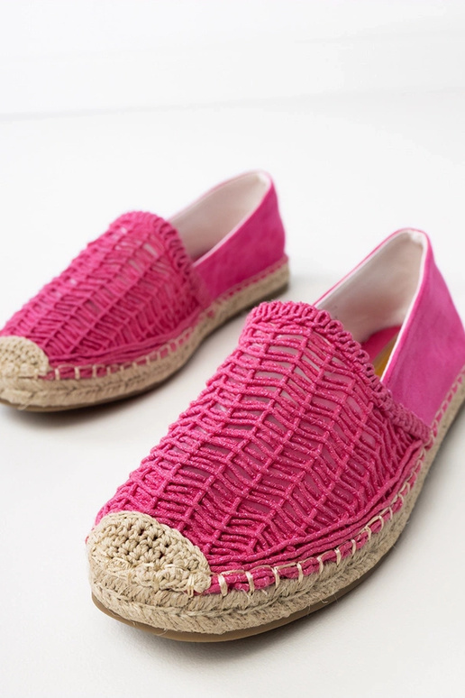 Roze gehaakte espadrilles op platform...