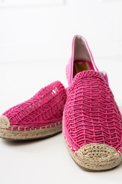 Roze gehaakte espadrilles op platform...