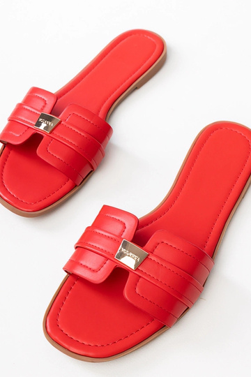 Rode dames slippers met versiering op band Lawenda 2