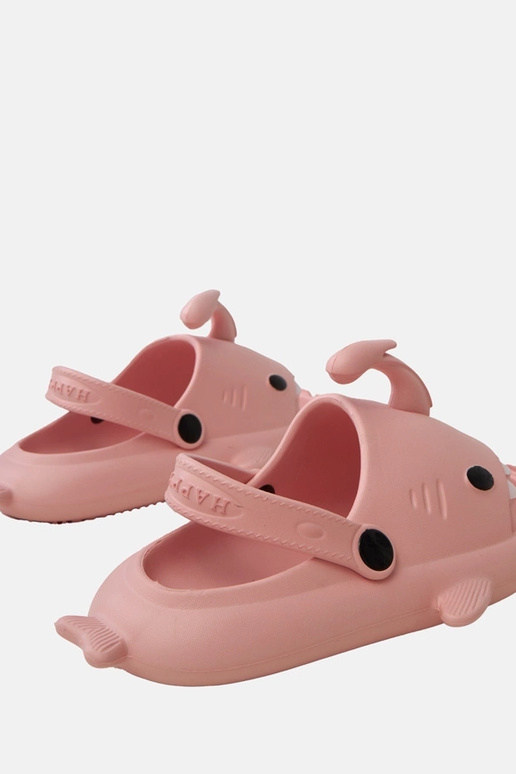 Roze kinderslippers met haai-motieven... Roze kinderslippers met haai-motieven...
