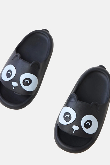 Chaussons pour enfants noirs avec motifs de pandas Ketti