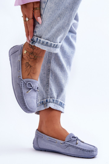 Mocassins élégants en daim couleur bleue Si Passione