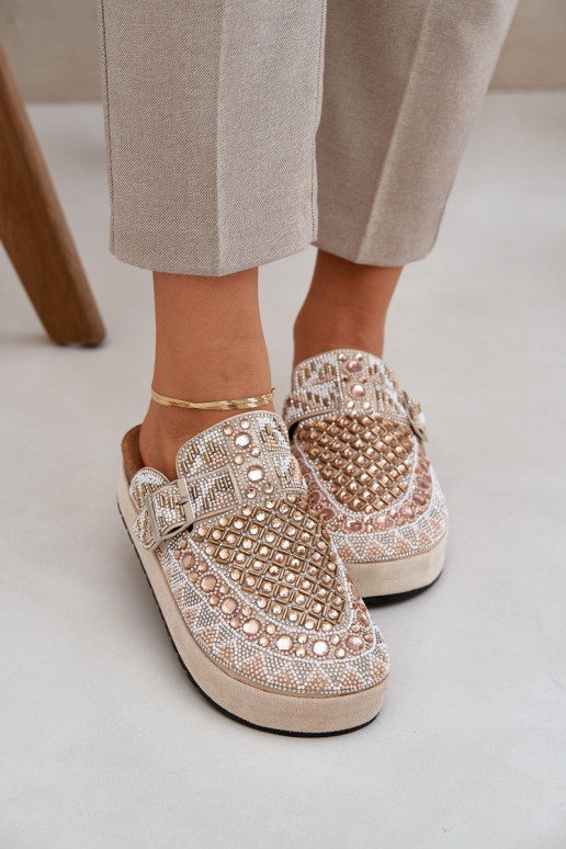 Versierd Slippers met platform beige Terfitra Versierd Slippers met platform beige Terfitra