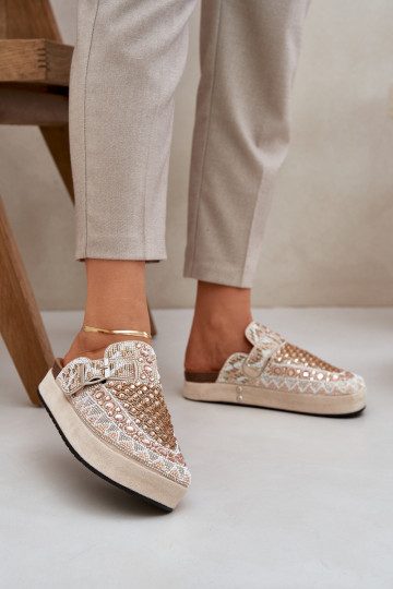 Versierd Slippers met platform beige Terfitra 2